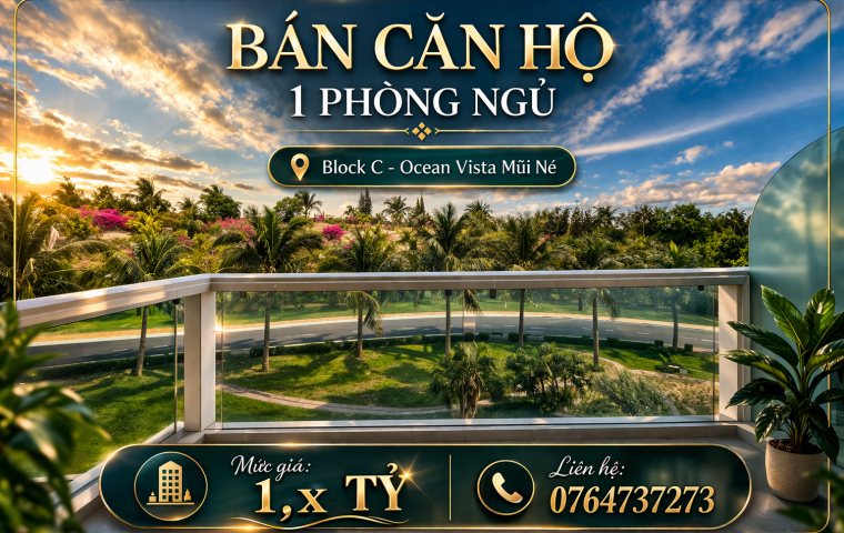 Bán căn hộ 1 phòng ngủ Ocean Vista Mũi Né gần sát bãi đá Ông Địa - Mức giá 1,x Tỉ 
